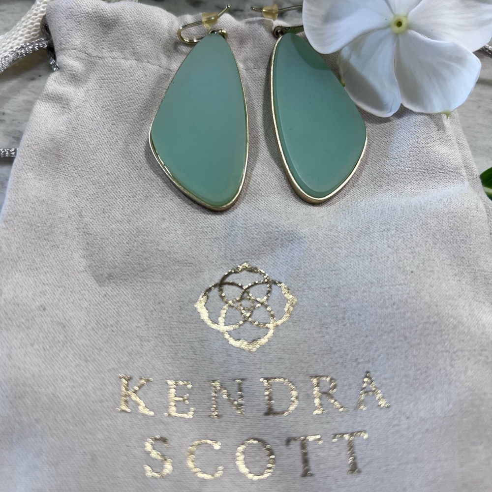 Kendra Scott Mint and Gold Drop Earrings